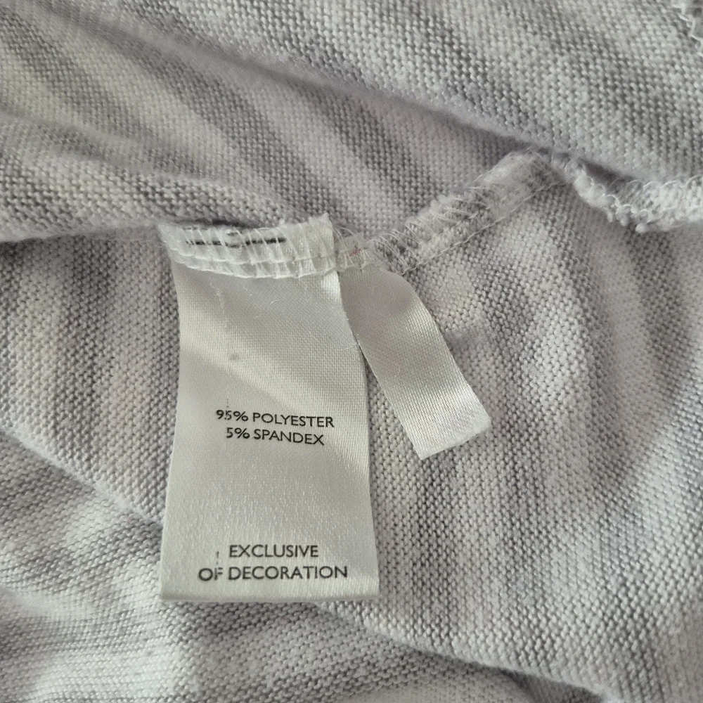 Laura Ashley LOVE Gray and White Striped Pajama Top